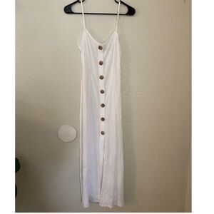 Elegant White Button-Down Maxi Dress